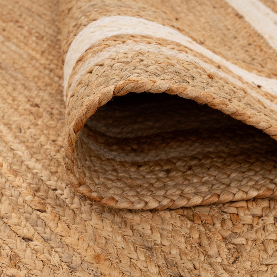 image 1 of KUKOON Bordered Natural Handwoven Braided Jute Fireside Living Area Rug 160cm x 230cm