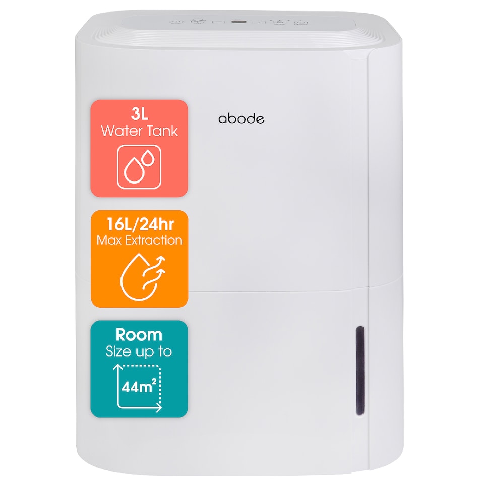 image 1 of Abode White Dehumidifier 16 Litre/Day Clothes Dryer LED Display ADH1601