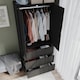 image 5 of 2 Door 3 Drawer Wardrobe with Hanging Rail - Modern Bedroom Storage Furniture | Black | Black with Black Doors | 1