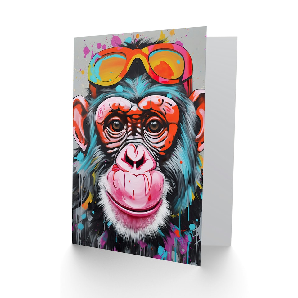 image 1 of Chimp Graffiti Pop Kids Child Kids Birthday Card