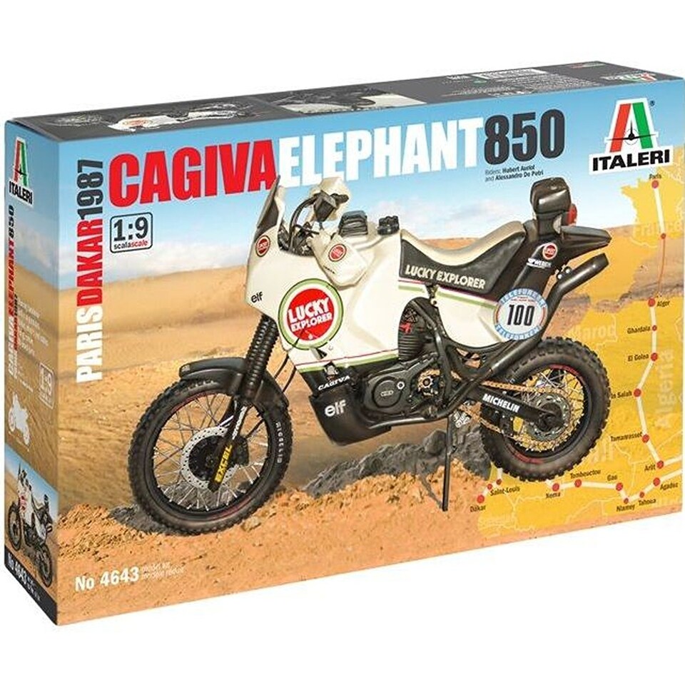 Italeri 4643 1:9 Cagiva Elephant 850 Paris Dakar 1987 Plastic Model Kit