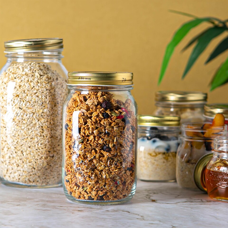 image 1 of Bormioli Rocco Quattro Stagioni Glass Storage Jars - 500ml - Pack of 3