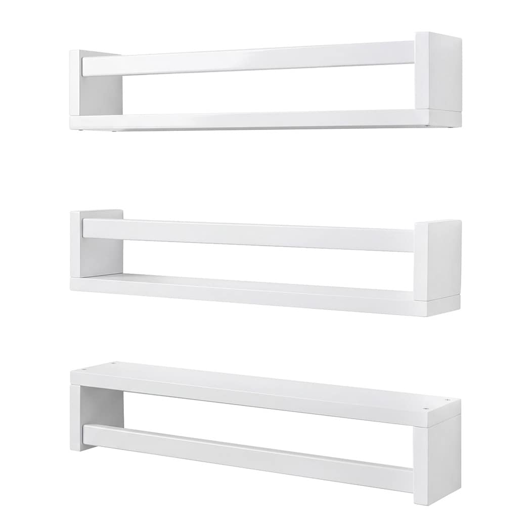Levede Nursery Book Shelves Kids Wall Floating Shelf White Solid Wood 3 Pack