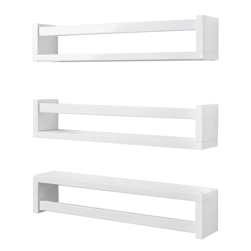 image 1 of Levede Nursery Book Shelves Kids Wall Floating Shelf White Solid Wood 3 Pack