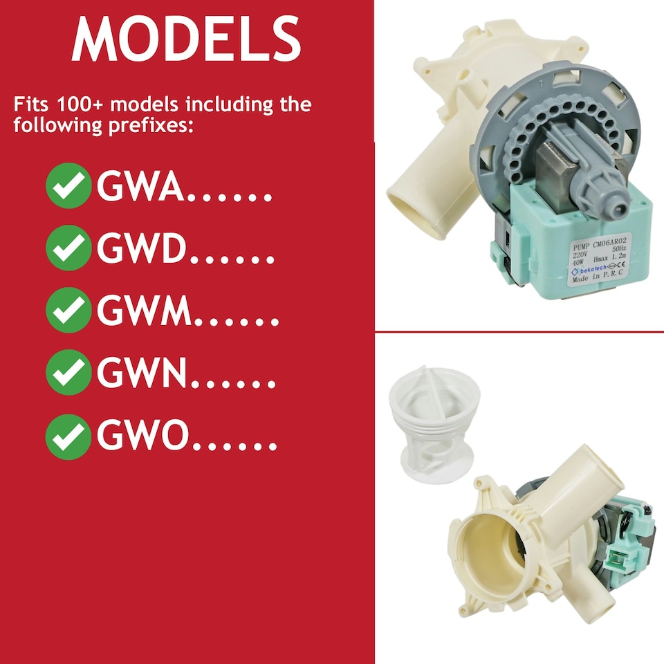 image 1 of SPARES2GO Drain Pump for Grundig Washing Machine GWA GWM GWN GWO Series 2880402000