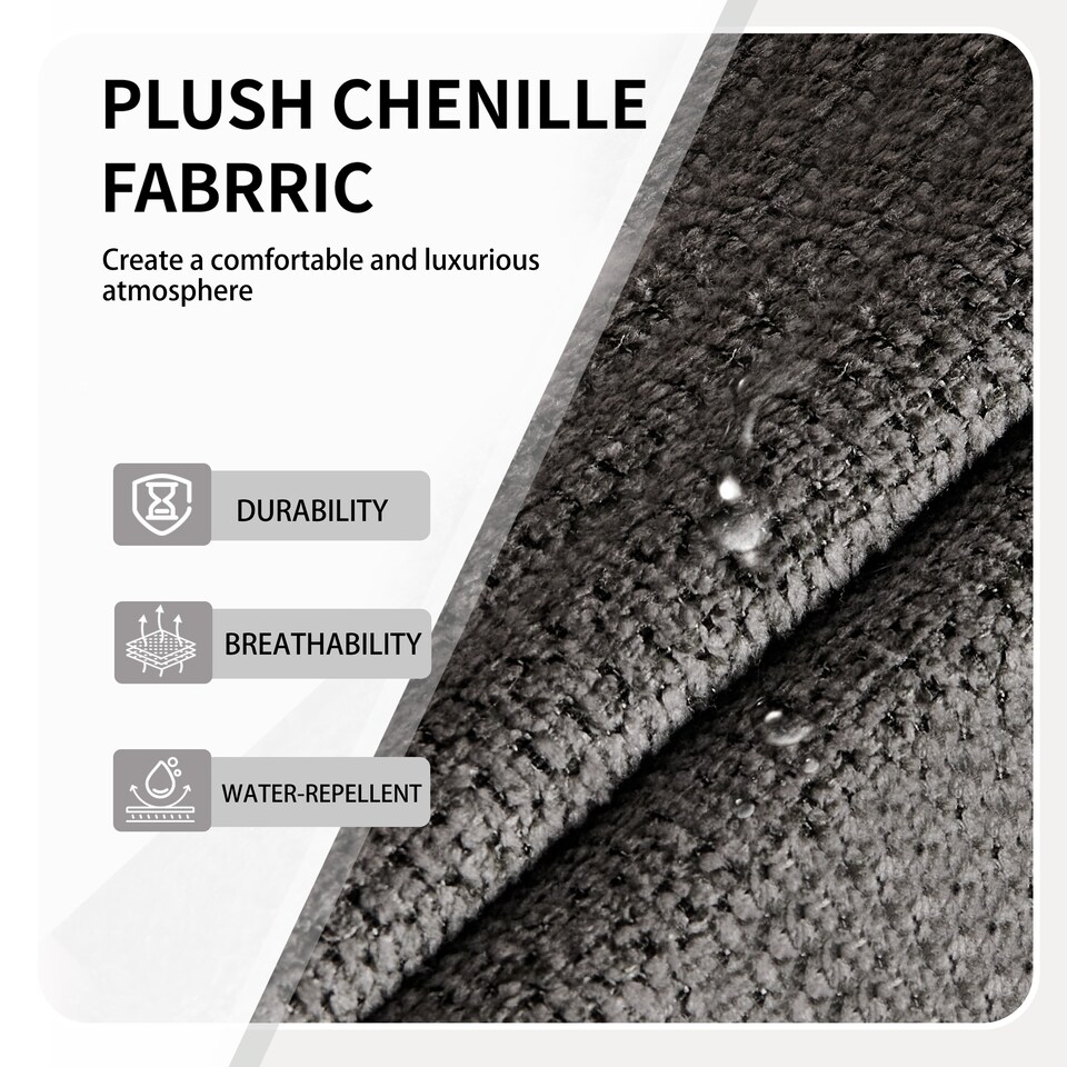 image 1 of SONARA Dining Chair Set of 2, Water-Repellent Plush Chenille Upholstered for Dining Room | Black