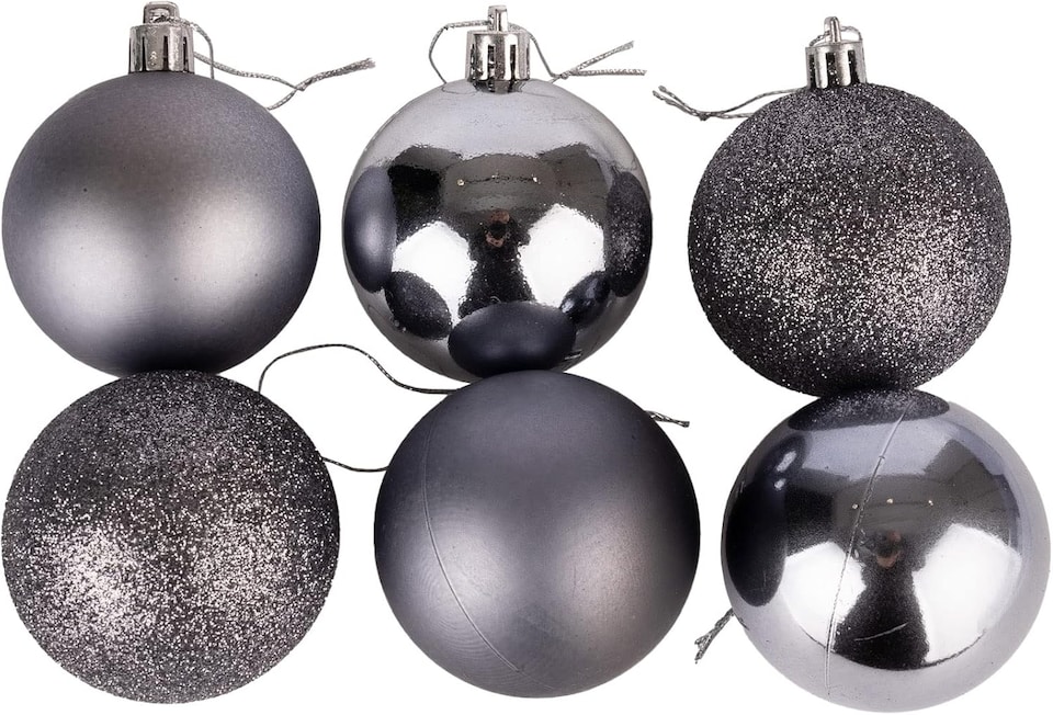 image 1 of 10cm/6Pcs Christmas Baubles Shatterproof Dark Grey,Tree Decorations