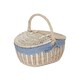 image 9 of White Wash Finish Oval Wicker Basket with Lining Blue | Blue | One Size