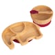 image 1 of Tiny Dining 3pc Bamboo Suction Feeding Set - Elephant/Red - Divided Non-Slip Bamboo Baby Self-Feeding Dining Weaning Set