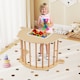 image 3 of COSTWAY Kids Climbing Arch Sensory Table Montessori Wooden Climber Toy-Natural