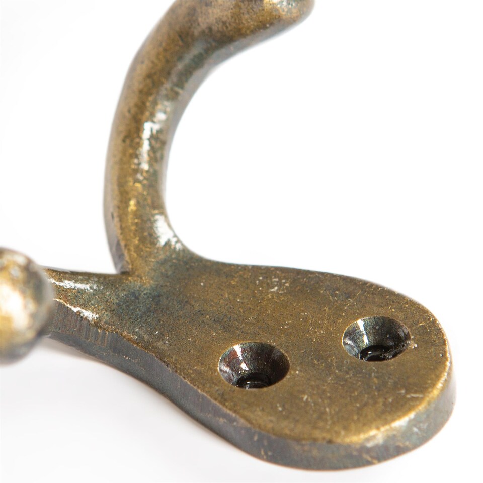 image 1 of Hammer & Tongs Double Coat Hook - W70mm x H50mm - Brass