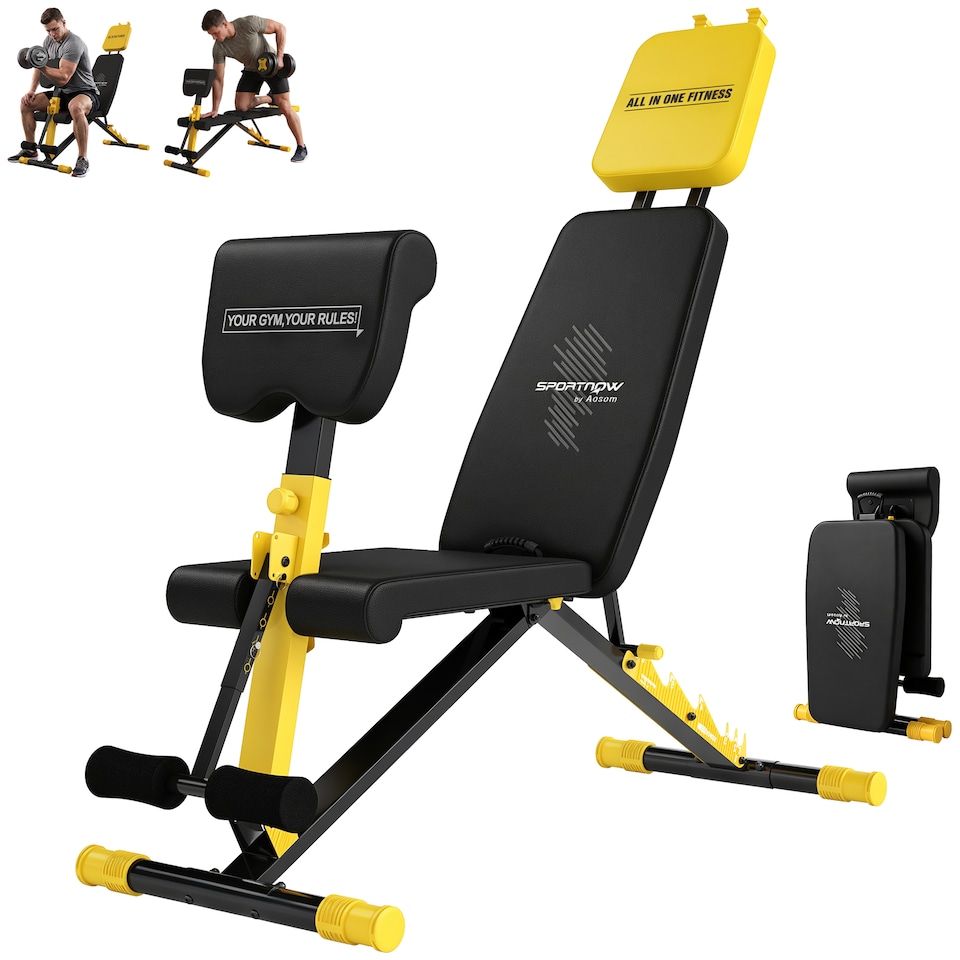 image 1 of SPORTNOW Adjustable Weight Bench with 6 Backrest Positions, Leg Extension