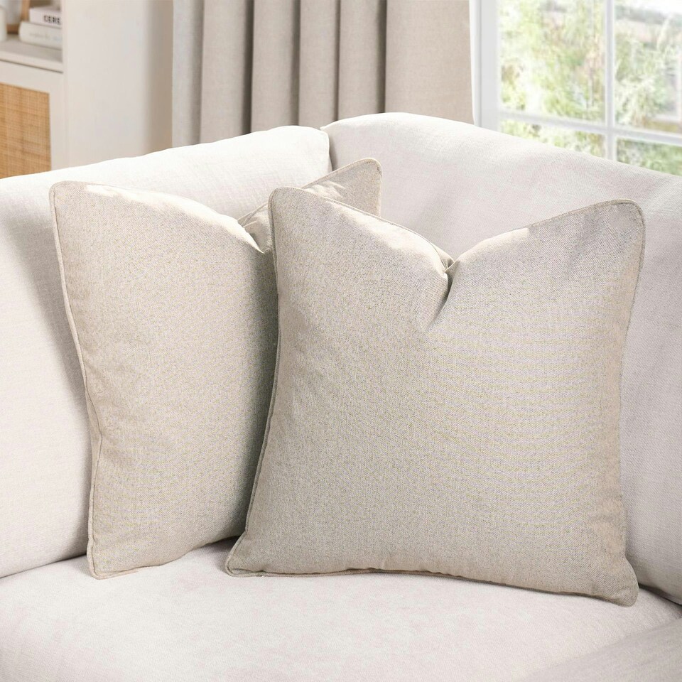 image 1 of OHS 2 x Soft Woven Textured Cushion Covers, 45x45cm - Natural