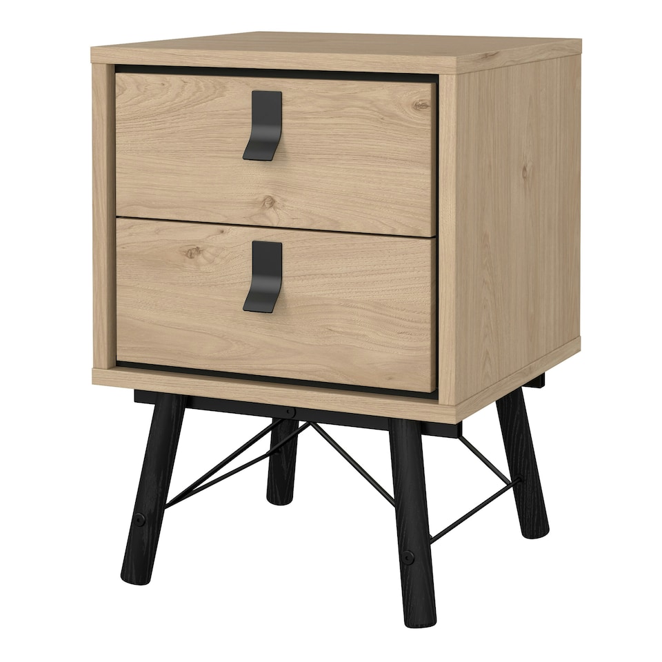 image 1 of Ry Bedside Cabinet 2 Drawer Jackson Hickory Oak