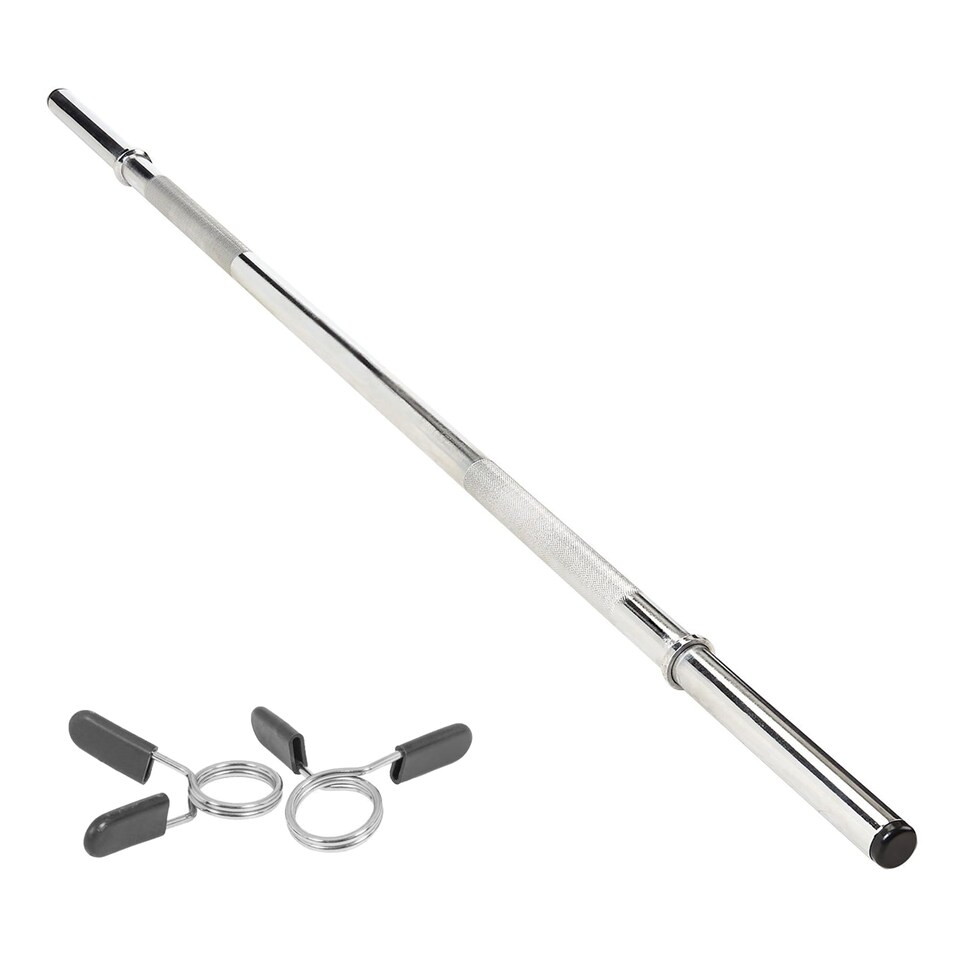 image 1 of Body Revolution Straight Barbell Bar 1" Standard 1.4m Spring Collar
