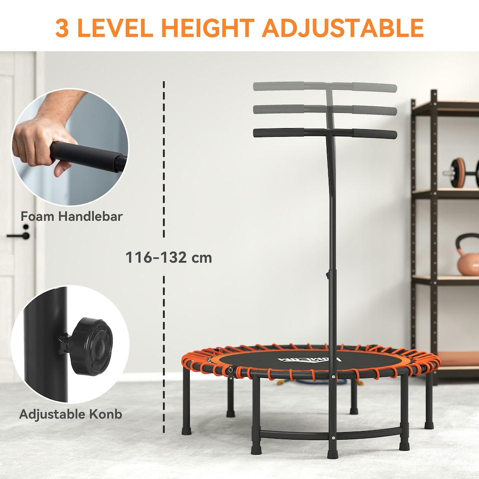 image 1 of HOMCOM Trampoline Outdoor Bouncer Jumper Adjustable Handle, Green