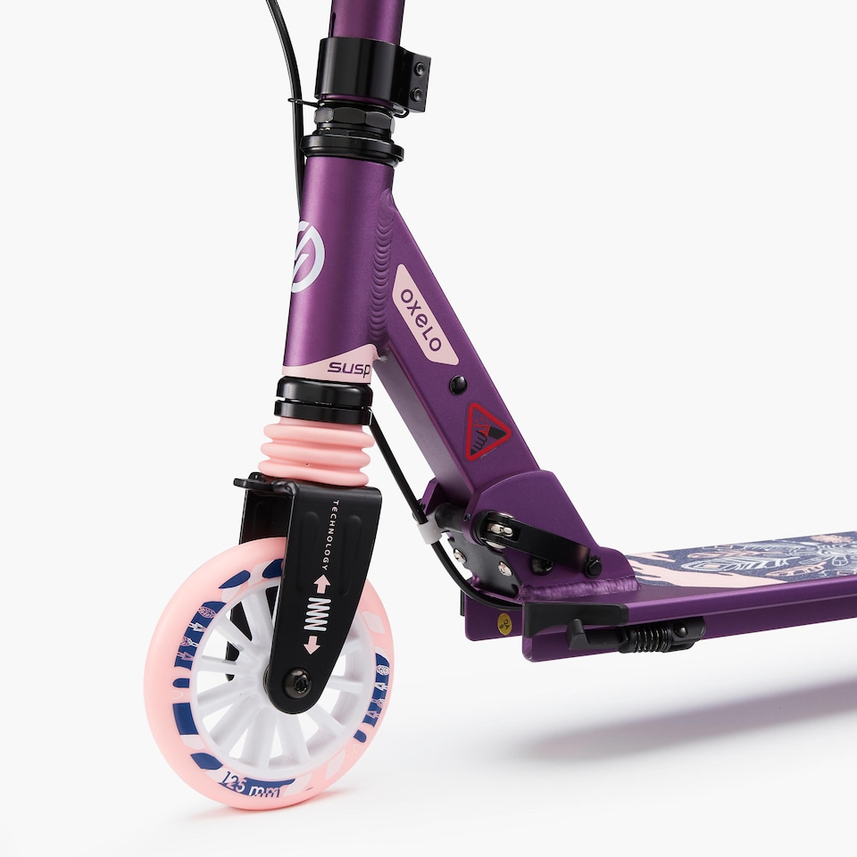 image 1 of Decathlon Mid 5 Kids' Scooter with Handlebar Brake and Suspension - Purple