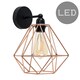 image 2 of ValueLights Cambourne Matte Black Wall Light with Copper Tapered Shade and E27 Pear LED 4W Warm White 2700K Bulb