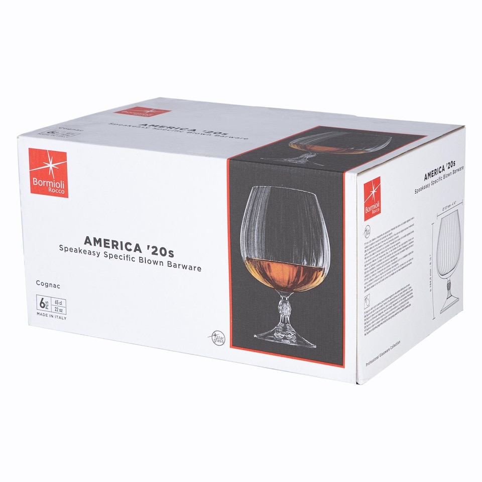 image 1 of Bormioli Rocco America '20s Brandy Glasses - 650ml - Clear - Pack of 6