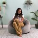 image 2 of icon Aurora Classic Velvet Bean Bag Chair Charcoal Grey Bean Bags Grey | Grey