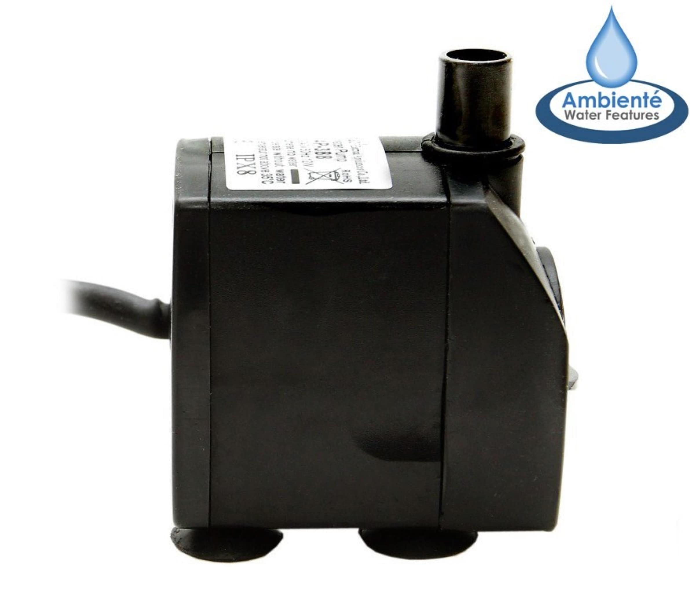 Primrose Mains Powered Water Feature Pump 750LPH in Black
