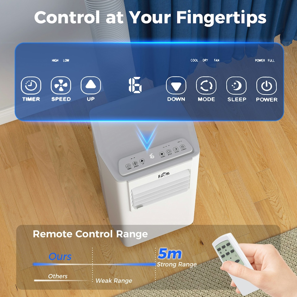 image 1 of HOMCOM 5000BTU Portable Air Conditioner 4 Modes LED Display Timer Home Office