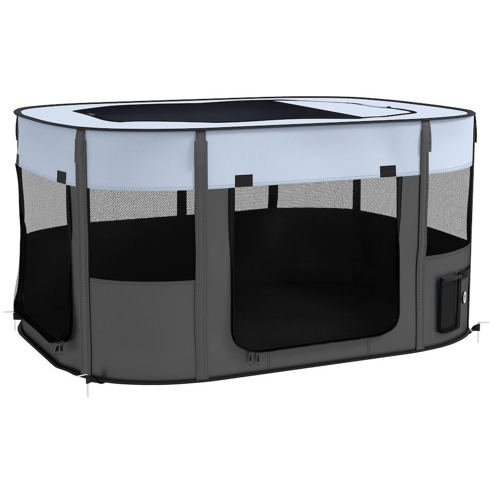 image 1 of PawHut Portable Dog Pen for Puppies, Rabbits, Kittens, Guinea Pigs - Grey