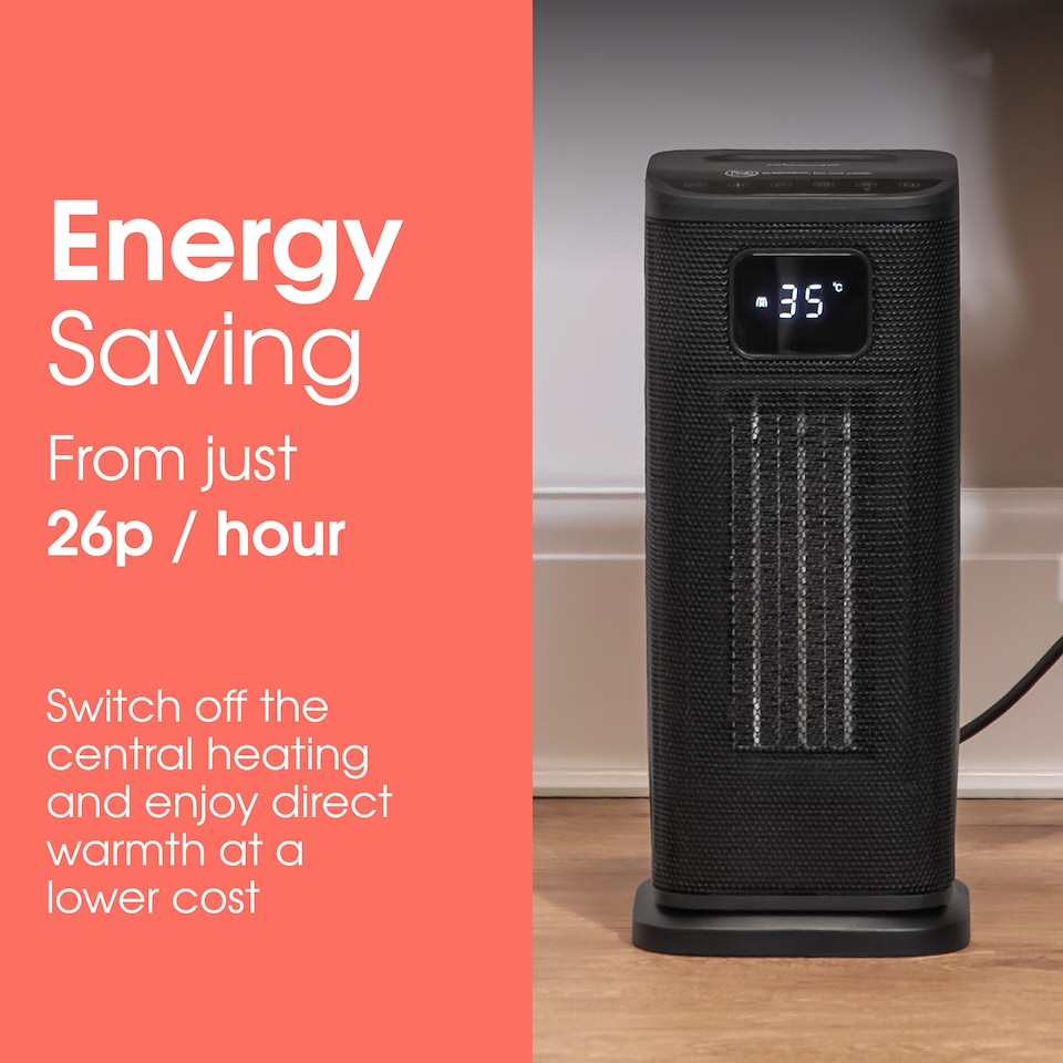 image 1 of Abode ACTH2005 Electric Heater 2000W Ceramic Tower Heater Digital Black