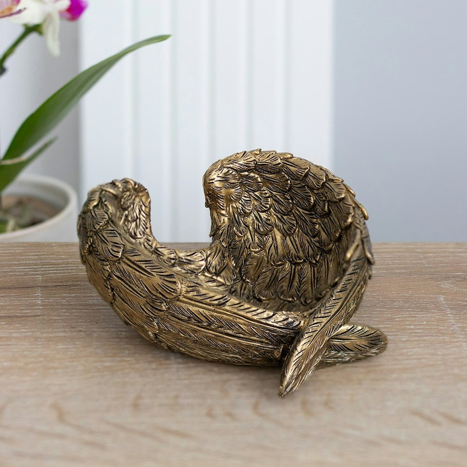 image 1 of Something Different Guardian Angel Wing Trinket Dish - Gold - One Size