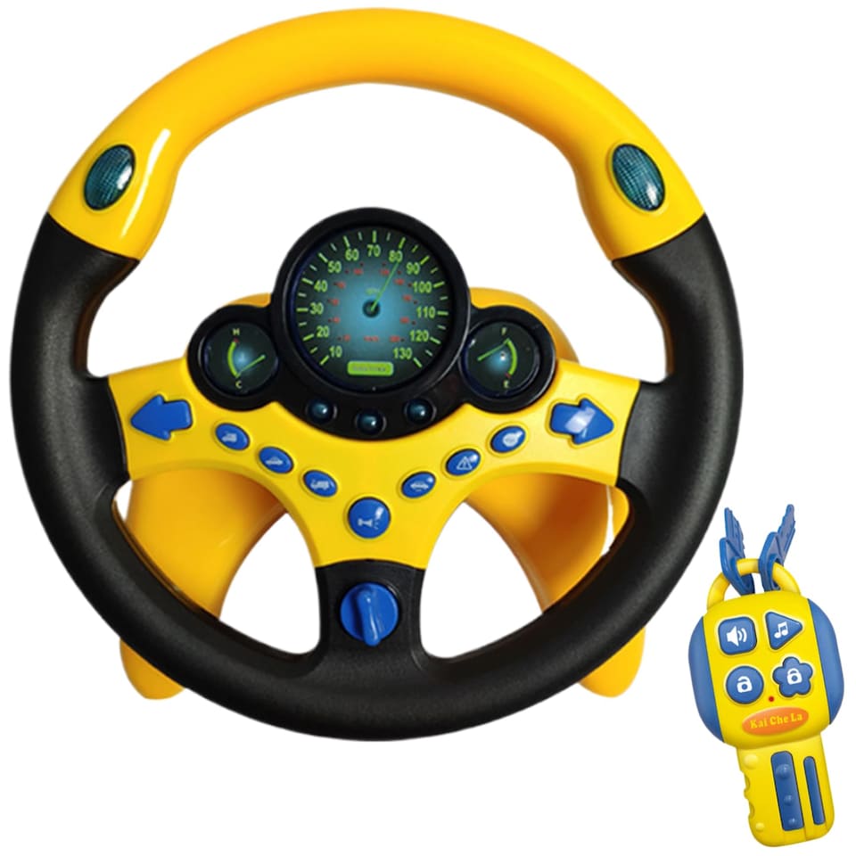 image 1 of Kids Back‑Seat Driving Steering Wheel Toy – 360° Simulation Wheel with Lights, Music, Dashboard Sounds & Suction Cups, Educational Gift for Ages 3+