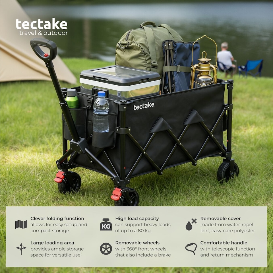 image 1 of Folding Trolley RollRider with Telescopic Handle and Front Swivel Wheels | Black | black | 1