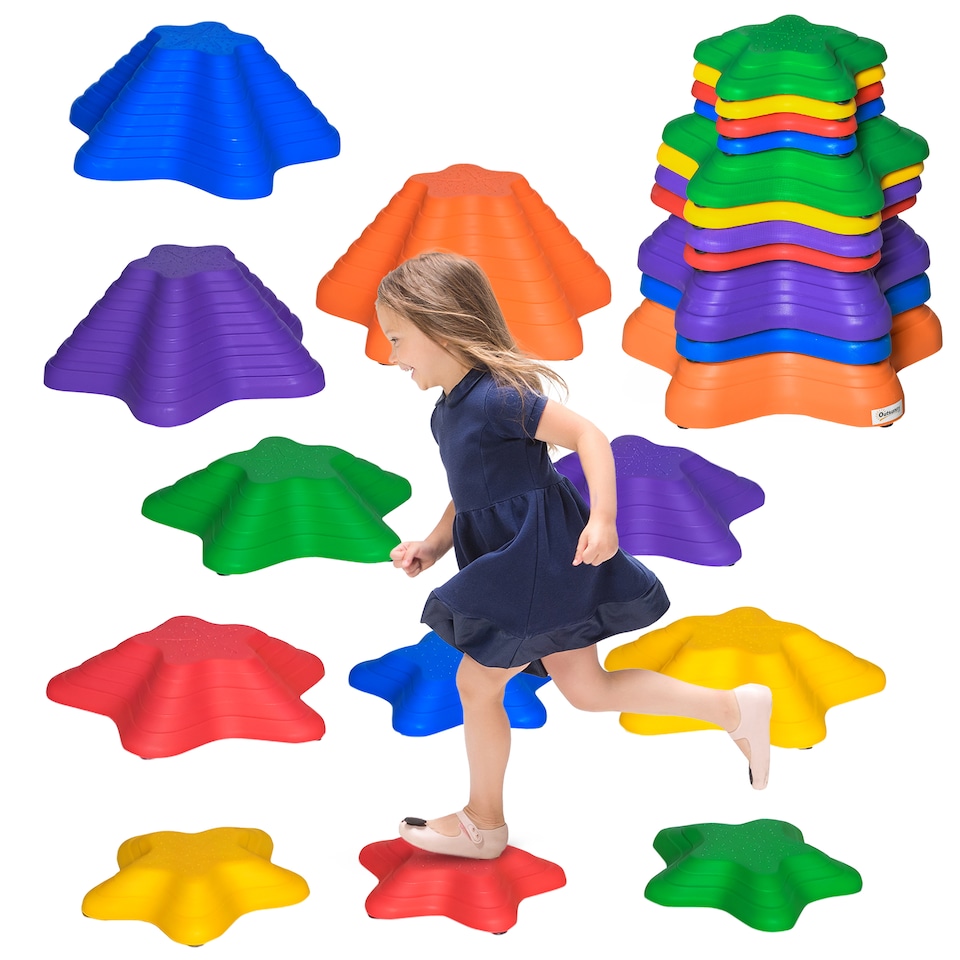 image 1 of Outsunny 11-Piece Balance Stepping Stones Non-Slip Obstacle Course for Kids