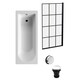 image 1 of Round Single Ended Bath Tub, Black Framed Screen, Chrome Waste - 1700 x 700mm White