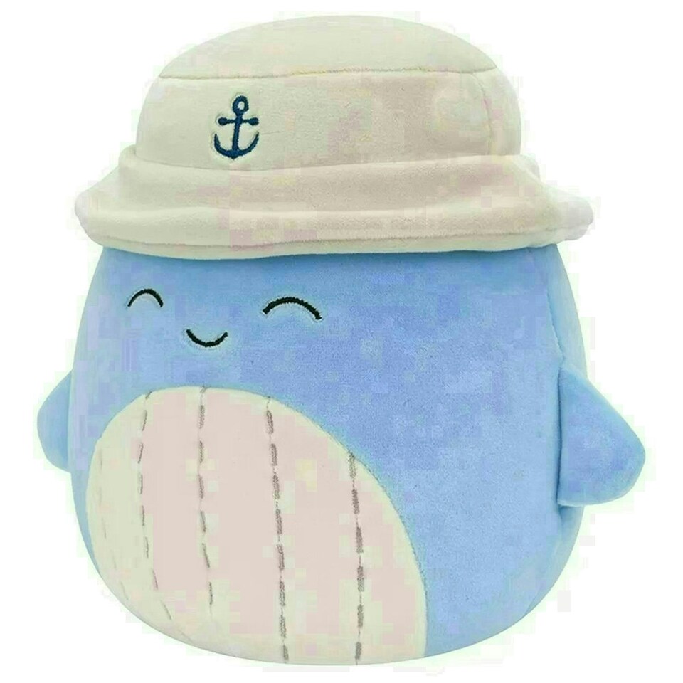 image 1 of Squishmallows Samir The Blue Whale (Wearing Bucket Hat) 7.5-Inch Soft Toy