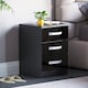 image 1 of Vida Designs Hulio 3 Drawer Bedside Chest High Gloss Cabinet Table Nightstand, Black