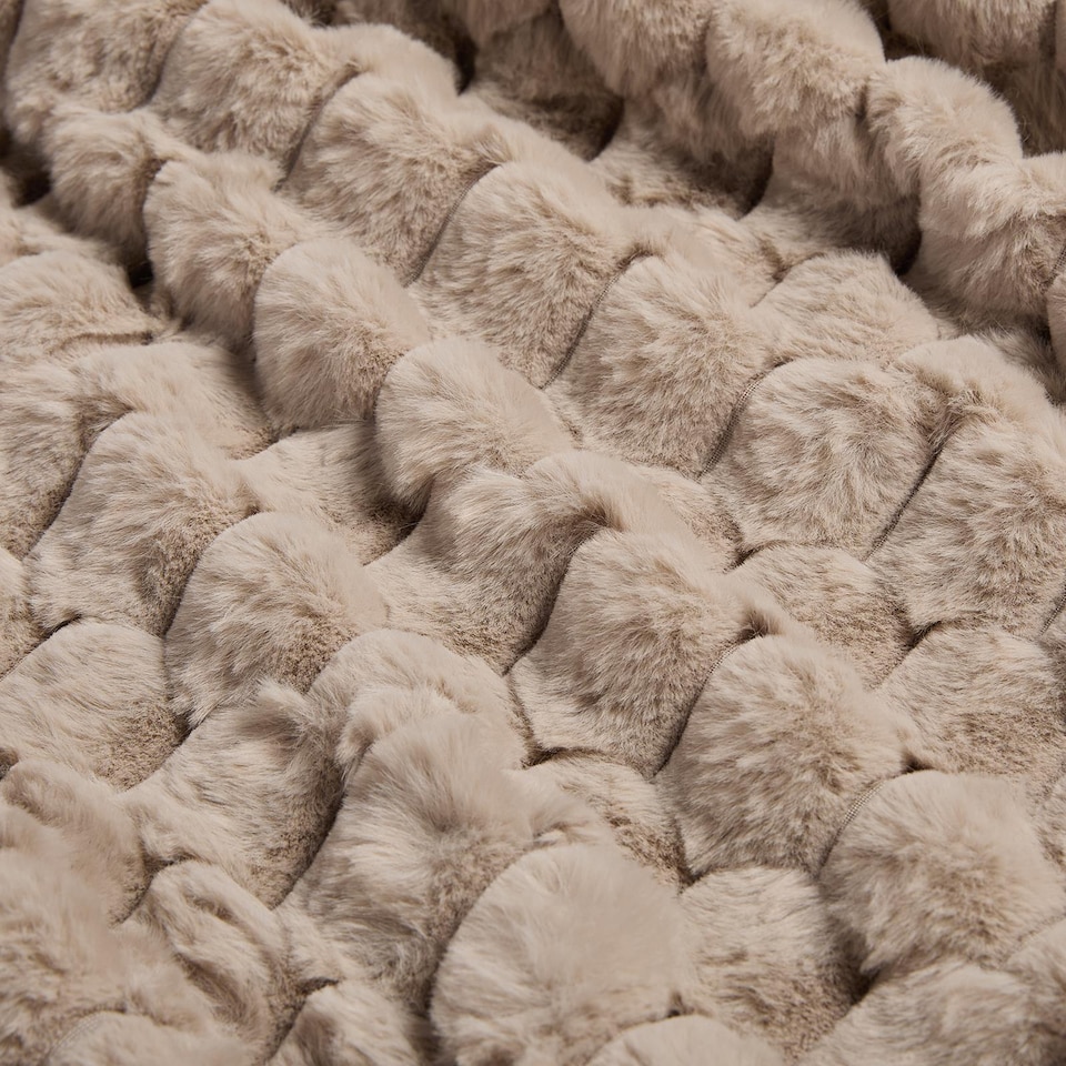 image 1 of OHS Soft Waffle Fleece Faux Fur Thick Blanket Throw