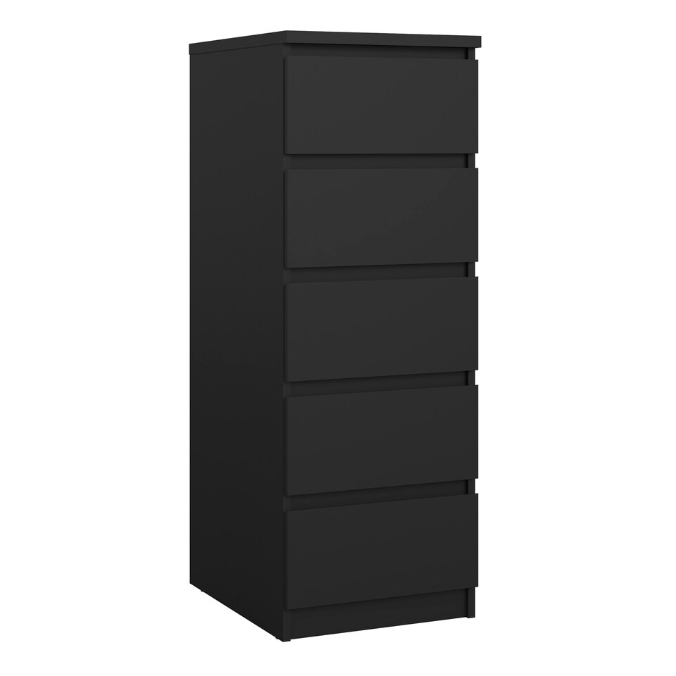 image 1 of Naia Narrow Chest of 5 Drawers in Black Matt