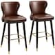 image 1 of HOMCOM Bar Stools Set of 2, PU Leather Barstools with Backrest, Footrest and Solid Wood Legs, Dining Stools for Kitchen, Counter, Breakfast Bar, Brown