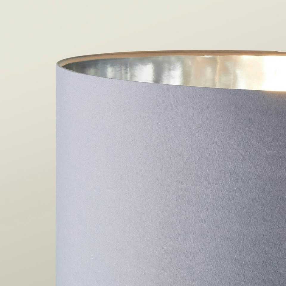 image 1 of ValueLights Morrigan Grey Wood Tripod Floor Lamp Grey & Chrome Shade Grey