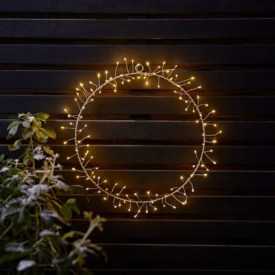 image 1 of ValueLights Christmas Firecracker Hoop White Outdoor Wall Light | White