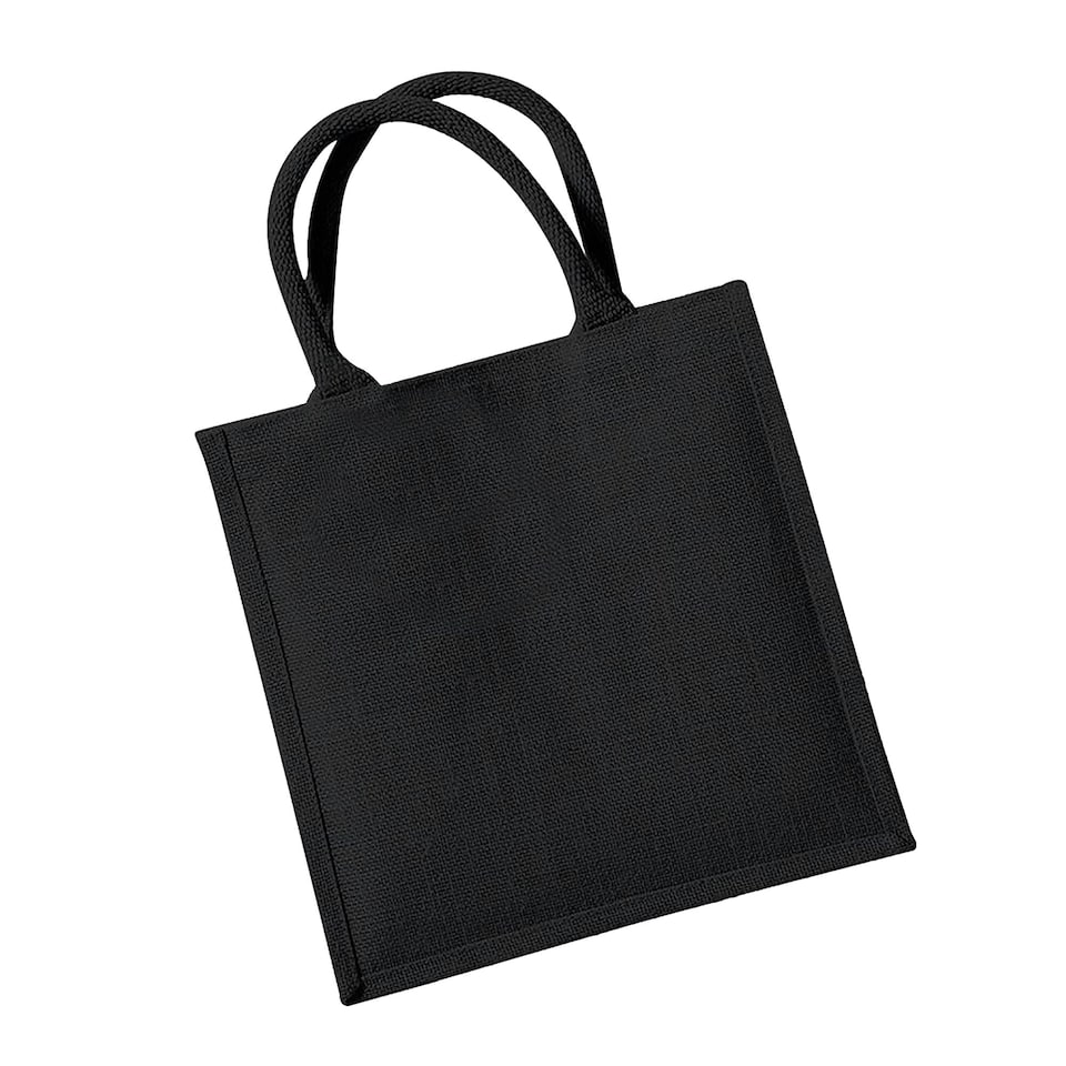 image 1 of Westford Mill Jute Mini Tote Shopping Bag (14 Litres) (Pack of 2) - Black - One Size