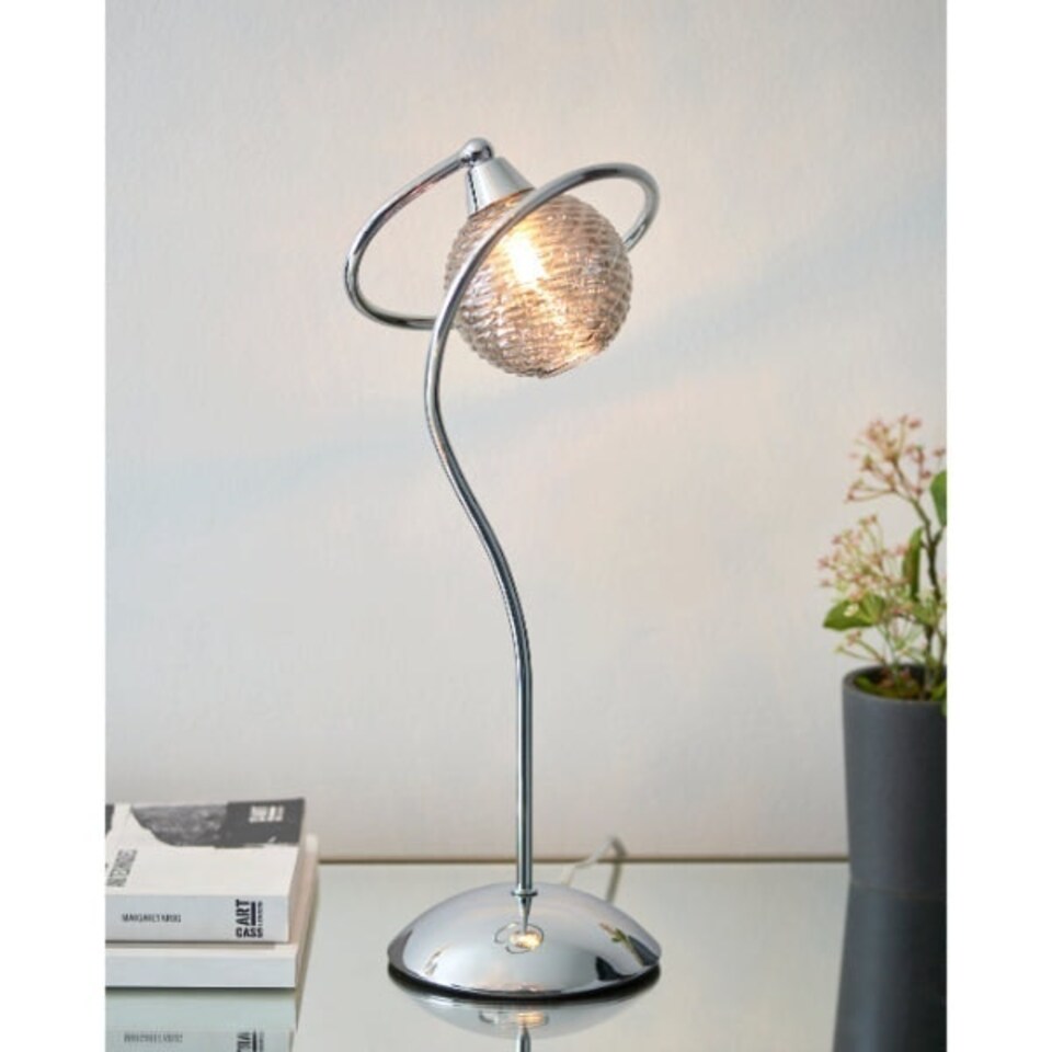 image 1 of Twine Polished Chrome & Smoked Glass Table Lamp