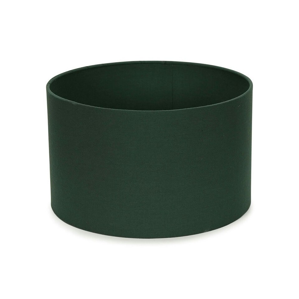 image 1 of ValueLights Pair of - Forest Green Fabric Cylinder Ceiling Pendant Lampshade/Table Lamp Drum Light Shade - Small