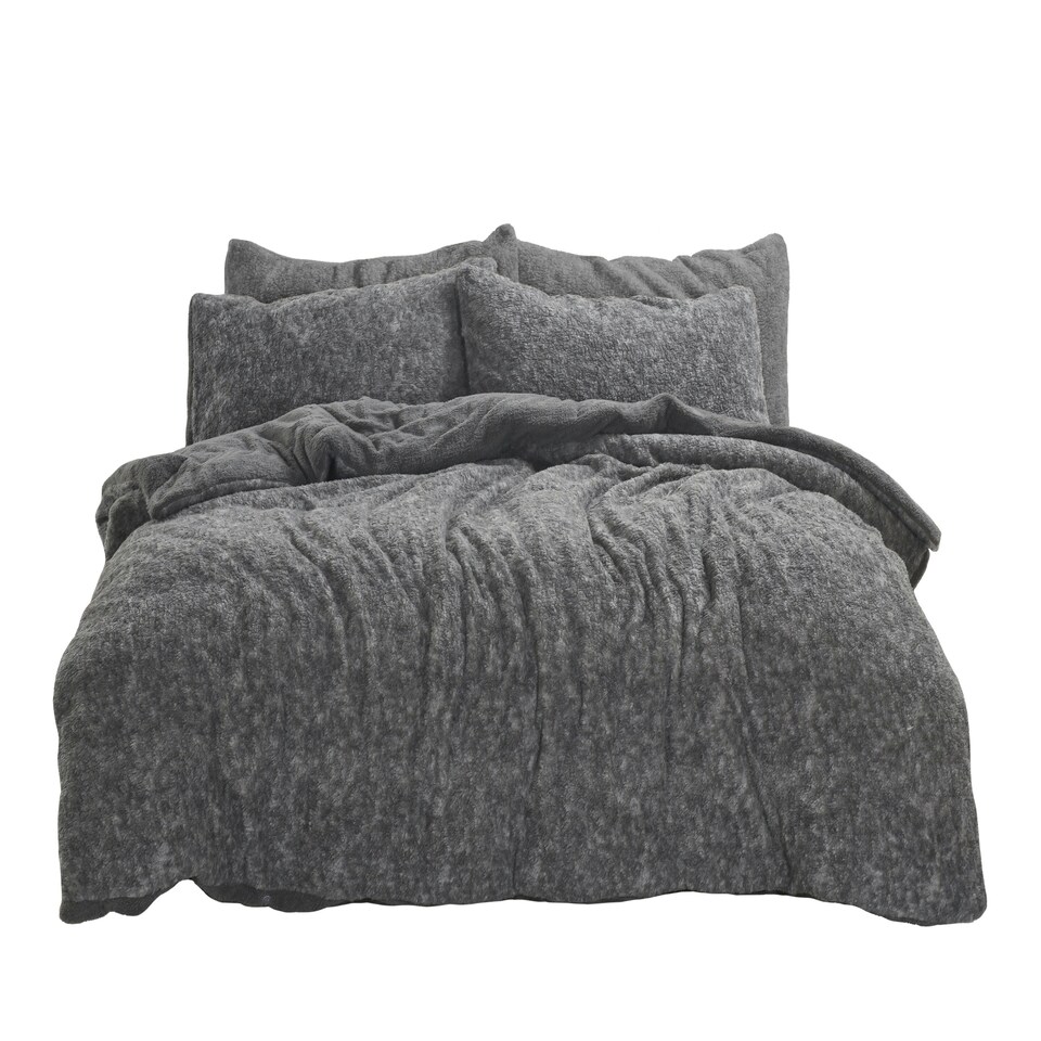image 1 of Velosso Teddy Marl Fluffy and Warm Fleece Duvet Cover Set Pink | Blush | Single