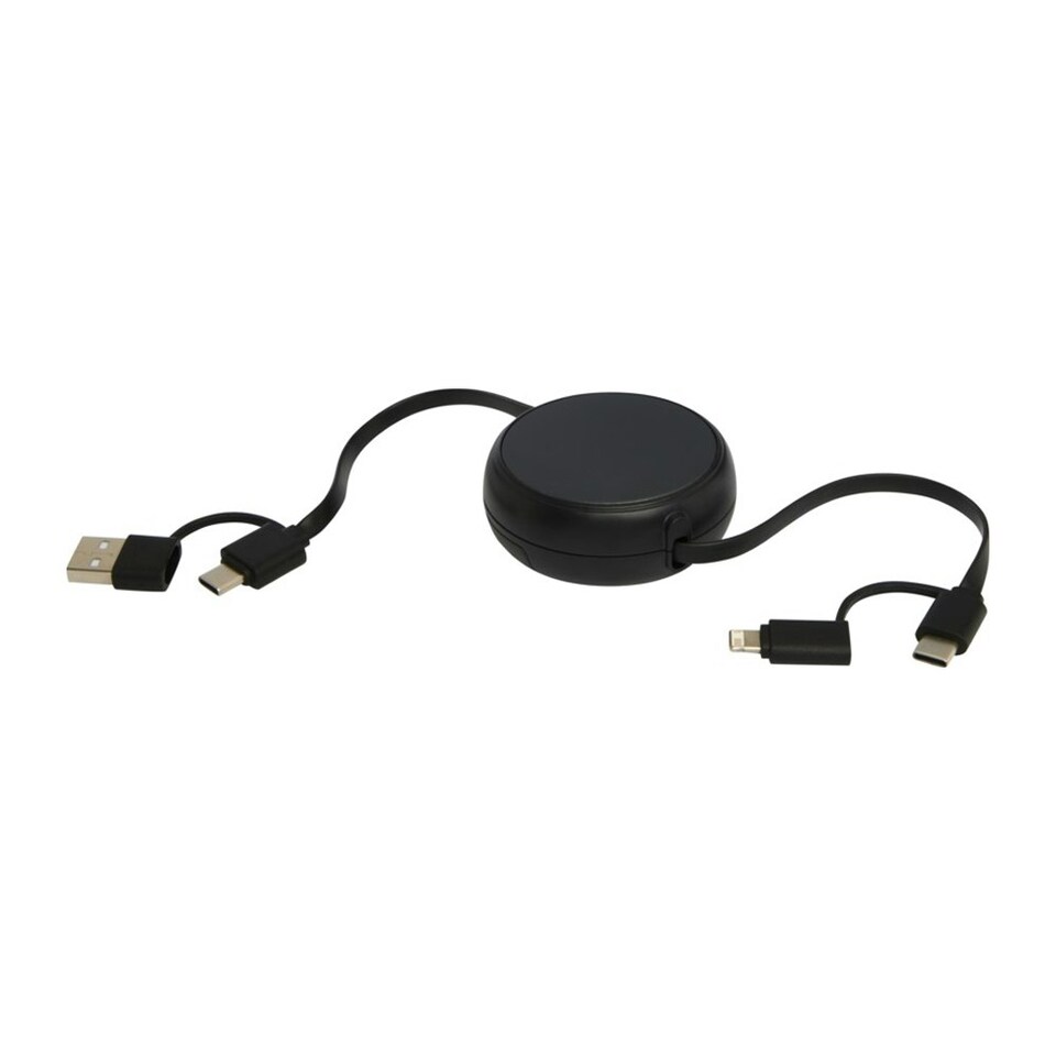 image 1 of Alasia Aluminium 5 in 1 Retractable Connector Cable - Solid Black - One Size