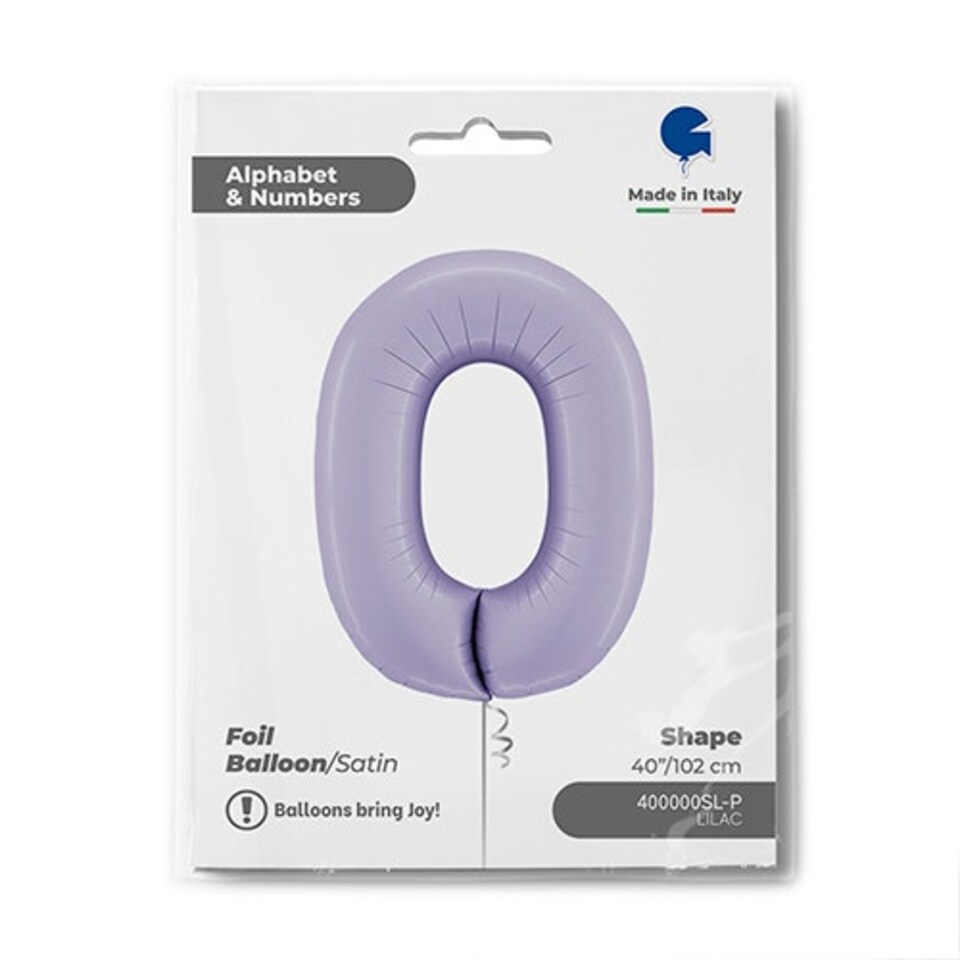 image 1 of Satin Lilac Number 0 Giant Foil Helium Balloon 102cm / 40 in