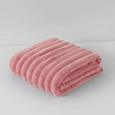 Chunky Ribbed Mink Throw Ultra Soft Warm Elegant Blanket for Sofa Or Bed | Pink