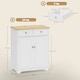 image 7 of HOMCOM Rubber Wood Top Kitchen Cupboard Side Cabinet Island w/Adjustable Shelf