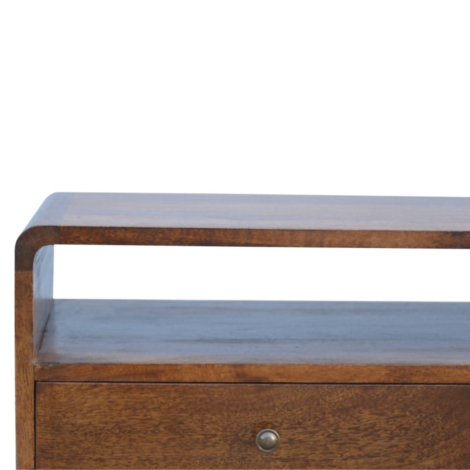 image 1 of Artisan Furniture Solid Wood Curved Chestnut Media Unit