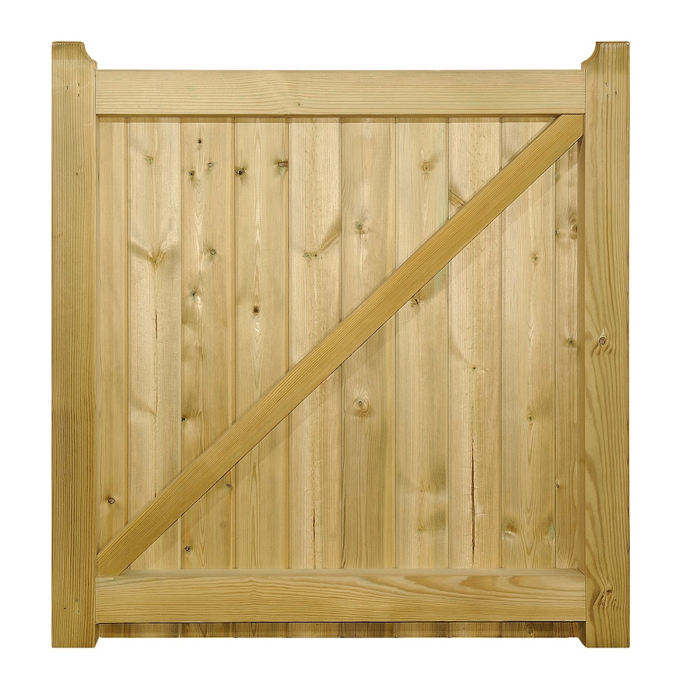 image 1 of Drayton Square Top Low Single Gate - Pressure Treated Scandinavian Redwood - W900 x H950 mm | Brown | 1